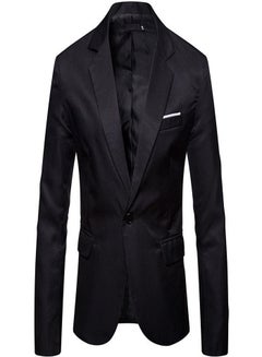 اشتري Men's British Fashion Solid Casual Suit Black في الامارات
