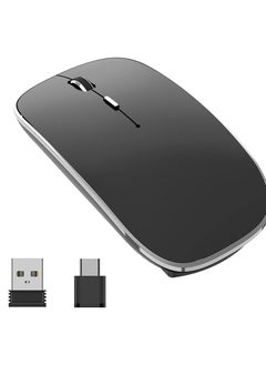 Buy Wireless Mouse Chargeable Portable Silent Wireless Mouse USB and Type-C Dual Mode Wireless Mouse 3 Adjustable DPI for Laptop, Mac, MacBook, Android, PC (Q23S Black) (Black) in UAE