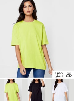 Buy 3 Pack Oversized Round Neck T-Shirt in Saudi Arabia