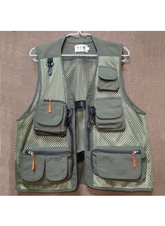 اشتري Multi-Pocket Mesh Fishing Vest for Men Green في الامارات