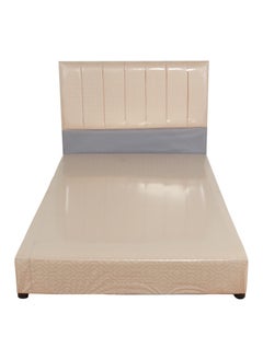 Buy Single bed frame with upholstery high velvet headboard, size 190*90 cm, in Brown color in Saudi Arabia