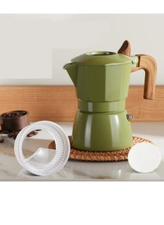 Buy Creative Coffee Pot ,Double-valve Ceramic-Coated Mocha Coffee Machine, Espresso Equipment, Household Moka Pot , Extraction Coffee Pot for Outdoor Use 150ml Induction Cooker Available, Jungle Green in Saudi Arabia