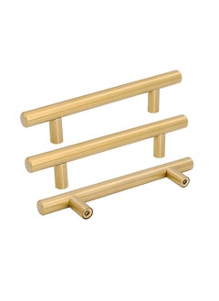 Buy 30 Pack Kitchen Cabinet Handles, 96mm Golden Brass Brushed Kitchen Door Handles, 150mm Hole Center T Bar Drawer Cupboard Handles with Screws, Kitchen Drawer Pulls- Bathroom Bedroom Wardrobe in UAE