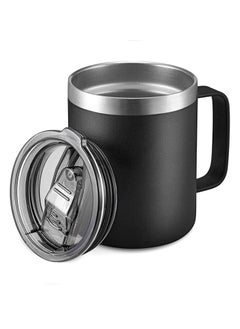 Buy 12oz Stainless Steel Insulated Coffee Mug with Handle, Double Wall Vacuum Travel Mug, Tumbler Cup with Sliding Lid, for Hot and Cold Drinks Tea,Black in UAE