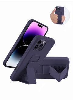 Buy IPhone 16 Pro Max (6.9") Silicone  case with Stand/Kickstand,Vertical and Horizontal Stand Hand Strap Metal Kickstand Shockproof Case in UAE