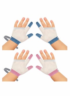 Buy Baby Stop Thumb Sucking Finger Guard, Breathable Finger Protection Kid, Soft Mesh Fabric Stop Sucking Glove No Scratch Breathable Finger Thumb Protector with Wrist Band for Kids Toddlers (2 pcs) in UAE