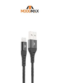Buy USB-A to lightning nylon-braided charging and sync cable 1M supports fast charing certificated from Apple black from Moogmax in Saudi Arabia