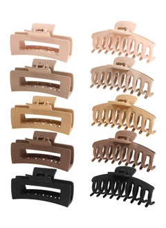 اشتري 10 Pack Hair Claw Clips, Neutral Hair Clips for Women, Big Claw Clips, Large Rectangle Claw Hair Clips في الامارات