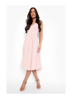 اشتري Chiffon Tie Back Midi Skater Bridesmaid Dress في الامارات