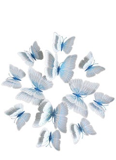 Buy 3D Butterfly Wall Decals Removable Butterfly Decor Simulation Butterfly for Girls Stickers Kids Bedroom and Room Wall Decoration Art Mural Double Wings 24 Pcs Streamer Blue in UAE