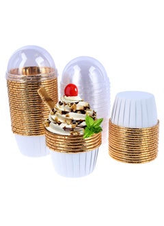 Buy Convenient Cupcake Ramekins Set | 50 Disposable 7oz Cups with Lids | Muffin Baking Cups for Weddings & Birthdays | Easy Cleanup for Parties in UAE