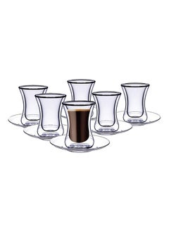 اشتري Double Wall Glass Tumbler Set of 12 Pcs 100ML Estikana Tea or Coffee Cups TS860 في الامارات