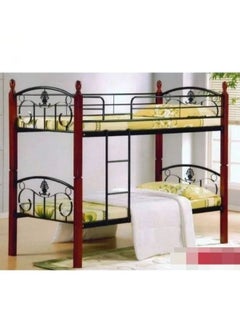 Buy Wooden Steel Bunk Bed With Medical Mattress Brown & Black 90x190Cm in UAE