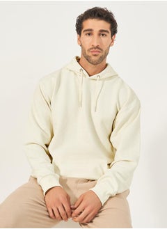 Buy Geo Textured Relaxed Fit Hoodie with Kangaroo Pocket in Saudi Arabia