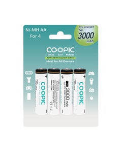 اشتري COOPIC Create Cool Pictures 4pieces 3000mAh AA RH6 Ni-MH Pre-charged type Rechargeable Battery في الامارات