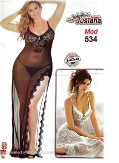 Buy Long black lingerie, elegant women's nightgown in Egypt