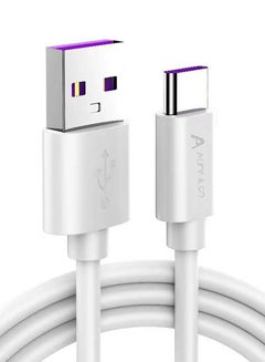 Buy USB C Cable 3A Fast Charging Cord PVC USB Type C Charger Compatible for iPhone 15 Samsung S21 S20 Note 20 10 9 Huawei P30 P20 Lite -1 M white in UAE