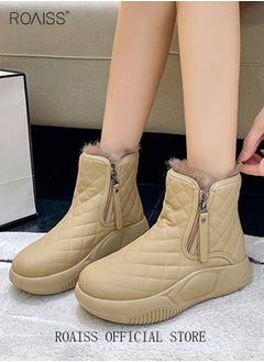 Buy Women Thick Sole Short Boots Winter Snow Boots Insulated Ankle Boots Comfortable for Walking Ladies' Thick Fleece Non-Slip Thermal Boots in Saudi Arabia