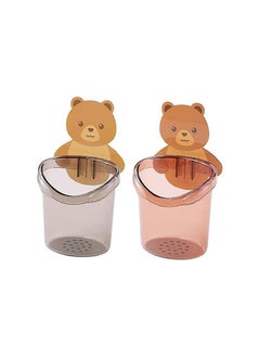 Buy Toothbrush Holder Wall Mounted Multipurpose Cartoon Bear Design Pack of 2 Random Colors in Egypt