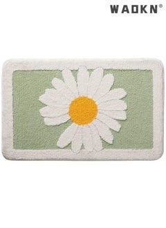 Buy Microfiber Bathroom Daisy Rug, Super Soft Furry Bath Mat, Super Absorbent and Quick-Drying Bathroom Rug Machine Washable/Non-Slip Bathroom Rug for Tub Bathroom and Shower (Green) in Saudi Arabia