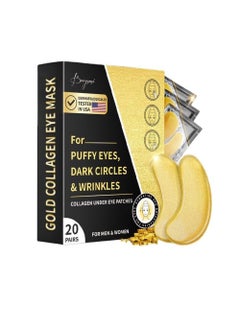 Buy Under Eye Patches 24K Gold Collagen Eye Mask Skincare for Puffy Eyes,Dark Circles, Bags and Wrinkles with Collagen,Reduces Wrinkles,Revitalises and Refreshes Your Skin,Gift for Men & Women,20 Pairs in UAE