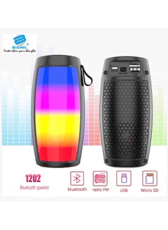 Buy 1202 RGB LED Colorful Portable Home Audio Bluetooth Wireless Speaker Black in UAE