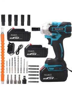 Buy Cordless 1/2 Inch Brushless Impact Wrench, 2950RPM Cordless Impact Gun with 2 4000mAh Batteries, Charger and 6 Outlets, Electric Impact Driver for Car Home Use in Saudi Arabia