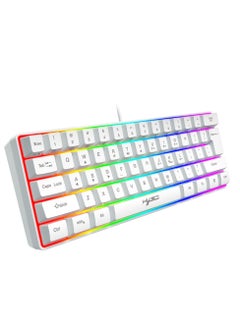 اشتري لوحة مفاتيح سلكية للألعاب 61 مفتاحًا بإضاءة خلفية RGB ، أبيض في الامارات