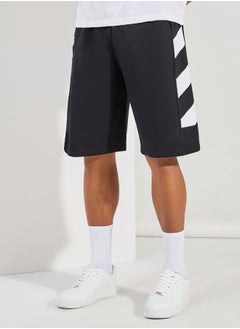 Buy Oversized Cotton Terry Block Striped Shorts in Saudi Arabia