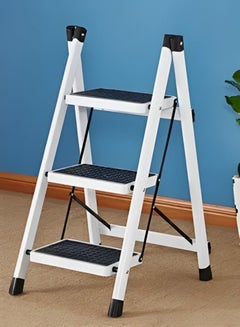 Buy Multi-Purpose 3-Step Metal Ladder For Home With Wide Sturdy Folding Foot in Saudi Arabia