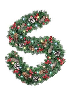 اشتري Artificial Pine Garland with Light,270cm Greenery Twist Wreath Artificial Pine Garland with 220 Branches,12 Pine Cone,50 LED,12 Bunch Berries في الامارات