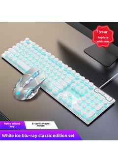 اشتري Vintage Punk Keyboard  Mouse for Gaming and Office White Ice Blue Light Punk Edition Keymouse في السعودية