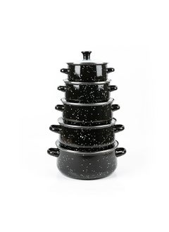 Buy 10-Piece Flame Cooking Set With Glass Lids Enamel Soup Pot 16/18/20/22/24cm in UAE