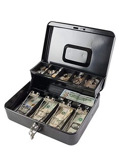 Buy Cash Box with Keys Money Tray Coin Slot Tray Steel Register For Small Business Durable Portable Security Lockable Money Box Safe for Cash Storage (30x24x9cm) X-Large in UAE