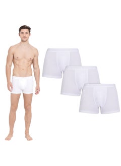 Buy MEN'S COTTON BOXER BRIEF TRUNKS (PACK OF 3) - WHITE in UAE