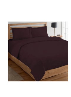 Buy Context Queen Size Brown Soft Wrinkle Free Microfiber Duvet Cover set Bedding 1 Pcs Duvet Cover 228X228cm with 2 Pcs Pillow Sham Covers 50X66cm in UAE