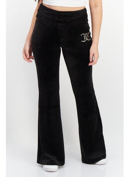 اشتري Women Regular Fit Brand Logo Palazzo Pants, Black في الامارات