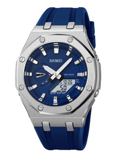 Buy Watches for Man Water Resistance Silicon Sport Analog Digital Silver&Blue 2243 in Saudi Arabia