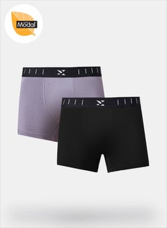 Buy Pack of 2 - Solid Trunks with Brand Icon Waistband in Saudi Arabia