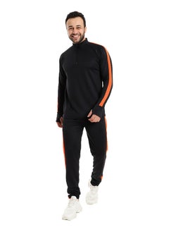 Buy Standard Fit Cotton Neon Orange & Black Tracksuit in Egypt