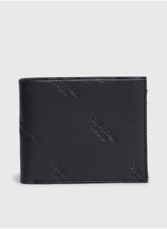 Buy Men's Logo Print Bifold Wallet - Leather, Black in UAE