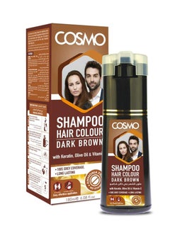 Buy Shampoo Hair Colour Dark Brown With Keratin And Olive Oil 180 Ml in Saudi Arabia