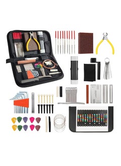 اشتري 72 PCS Guitar Tool Kit, Complete Guitar Repair and Maintenance Set with Strings, Picks, Bridge Pins, Gauge, Ideal for Acoustic, Electric Guitar, Ukulele, Bass, Banjo, Guitar Accessories Gift في الامارات