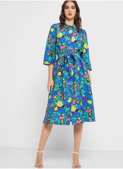 اشتري Floral Print Shirt Dress في السعودية