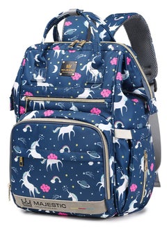 Buy 138 Baby Maternity Diaper Unicorn Waterproof Multifunctional large capacity backpack bag with USB Charging output - Blue in Egypt