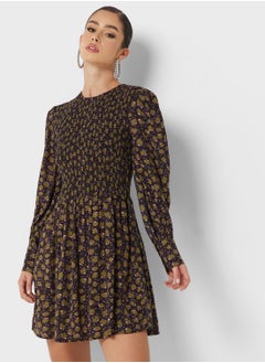 Buy Printed Puff Sleeve Dress in Saudi Arabia