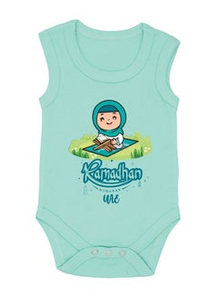 Buy My First Ramadan UAE Printed Outfit - Romper for Newborn Babies - Sleeve Less Cotton Baby Romper for Baby Girls - Celebrate Baby's First Ramadan in Style in UAE