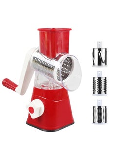 Buy Rotary Hand Grater with 3 Round Stainless Steel Multifunctional Blades SM-33146 in Saudi Arabia