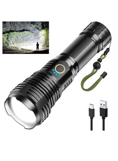 Buy Rechargeable Flashlights 900000 High Lumens High Power Led Flashlight XHP70.2 Powerful Tactical Flashlight with Zoomable 5 Modes IPX7 Waterproof Flashlight for Camping Hiking Emergencies in UAE