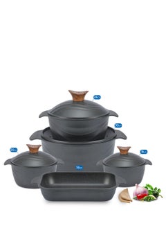 Buy 9-Piece Non-Stick Granite Square Cookware Set 4 Pots (18-20-24-30) + Tagin 36-Black in Egypt